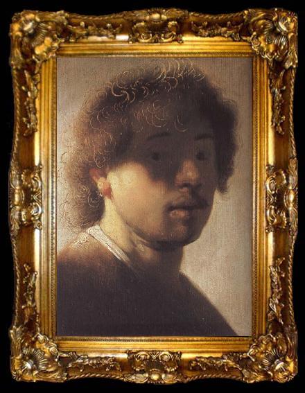 framed  Rembrandt Harmensz Van Rijn Sjalvportratt at about 21 ars alder, ta009-2